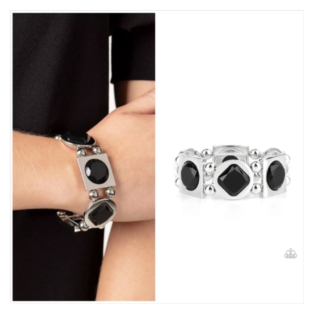 Black Stone Ring, Bracelet, and Earrings